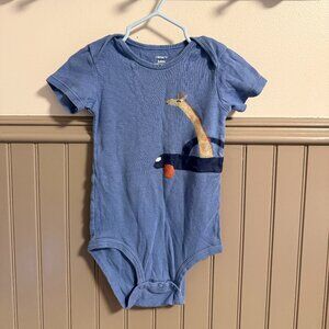 Carter's Short Sleeve Onesie | 24M | Blue Giraffe Graphic